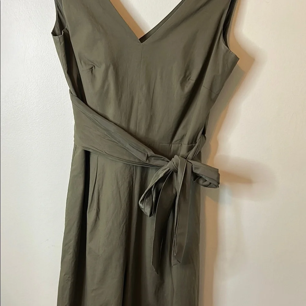JCrew Olive Green Wrap Tie Jumpsuit in Poplin Size 0